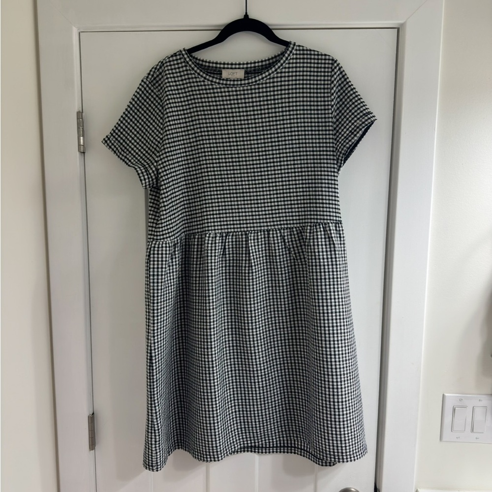 LOFT Black and White Gingham Dress